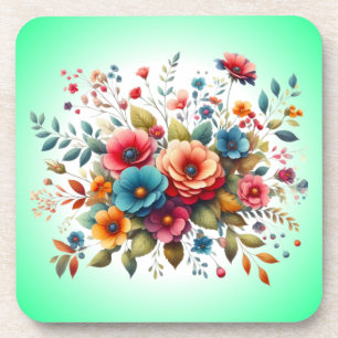 Posavasos Diseño de ramo floral colorido-58576