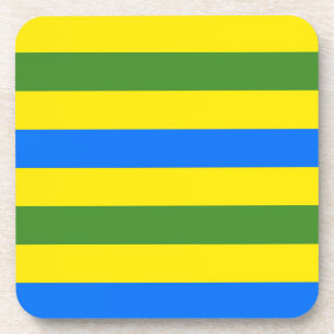 Posavasos Diseño de rayas azules verdes y amarillas