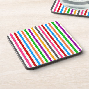 Posavasos Diseño de rayas de arcoíris coloridas - Blanco 