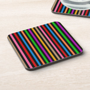 Posavasos Diseño de rayas de arcoíris coloridas - negro