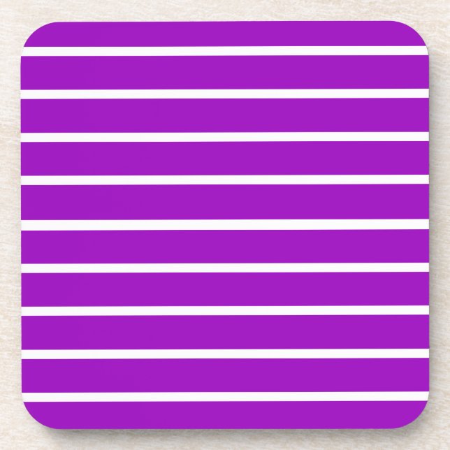 Posavasos Diseño de rayas moradas y blancas (Frente)
