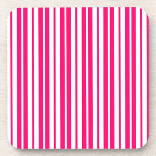 Posavasos Diseño de rayas verticales rosadas en blanco