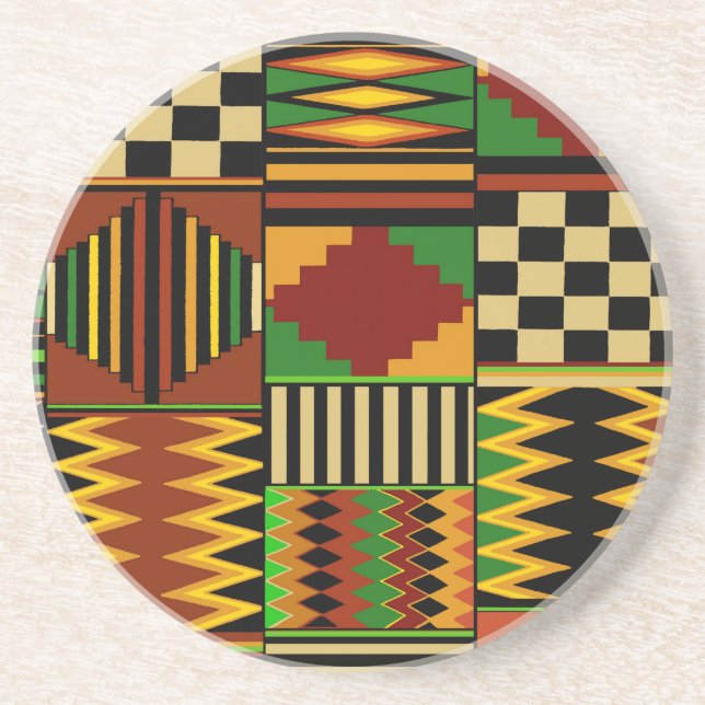 Posavasos Diseño de ropa de kente real africana (Frente)