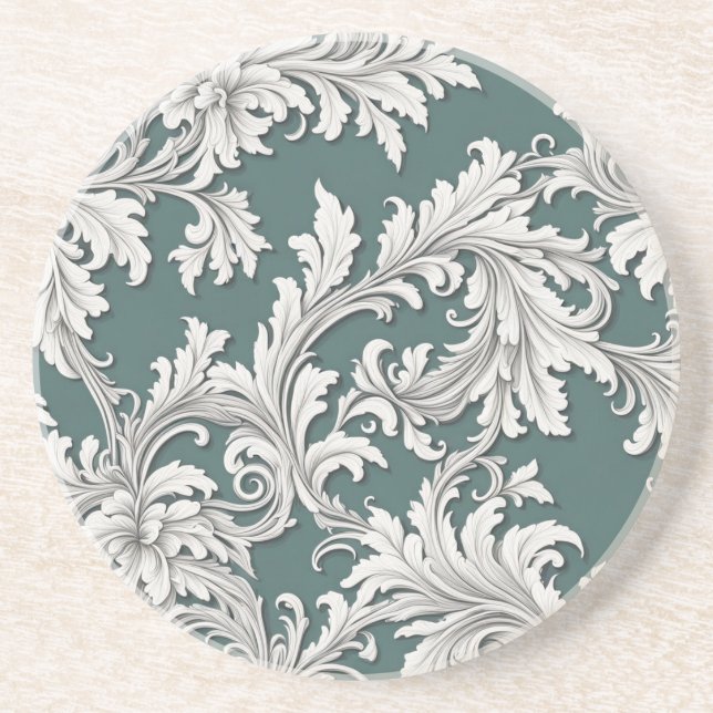 Posavasos Diseño de Sandstone Coaster Damask Aqua (Frente)