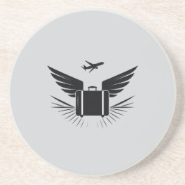 Posavasos Diseño de silueta negra en una maleta de viaje
