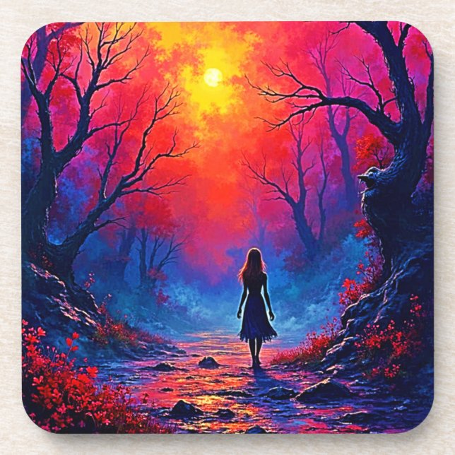 Posavasos Diseño de soledad de Chicas forestales mágicos (Frente)