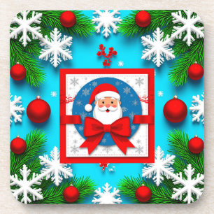 Posavasos Diseño de tarjeta de Navidad con Santa Claus