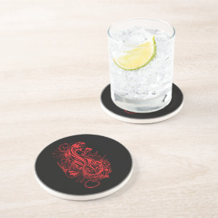 Posavasos Diseño de Tatuaje de Pantera Roja - Rosa de Roca d