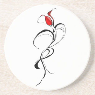 Posavasos Diseño de tatuajes tribales de la dama de rosa roj