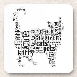Posavasos Diseño de texto para gato negro