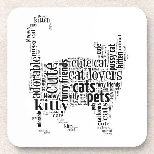 Posavasos Diseño de texto para gato negro (Frente)