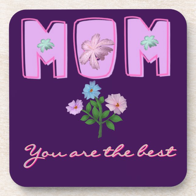 Posavasos Diseño de tipografía personalizada para mamá,  (Frente)