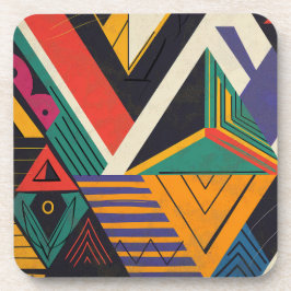 Posavasos Diseño de triángulos en colores vibrantes con patr