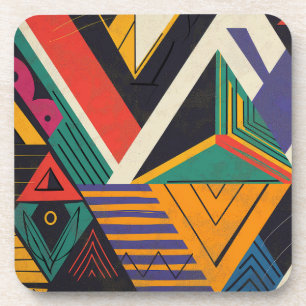 Posavasos Diseño de triángulos en colores vibrantes con patr