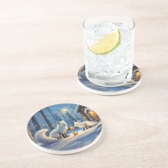 Posavasos Diseño de vacaciones en Fox de Nieve por Rich AMeN (Lado)