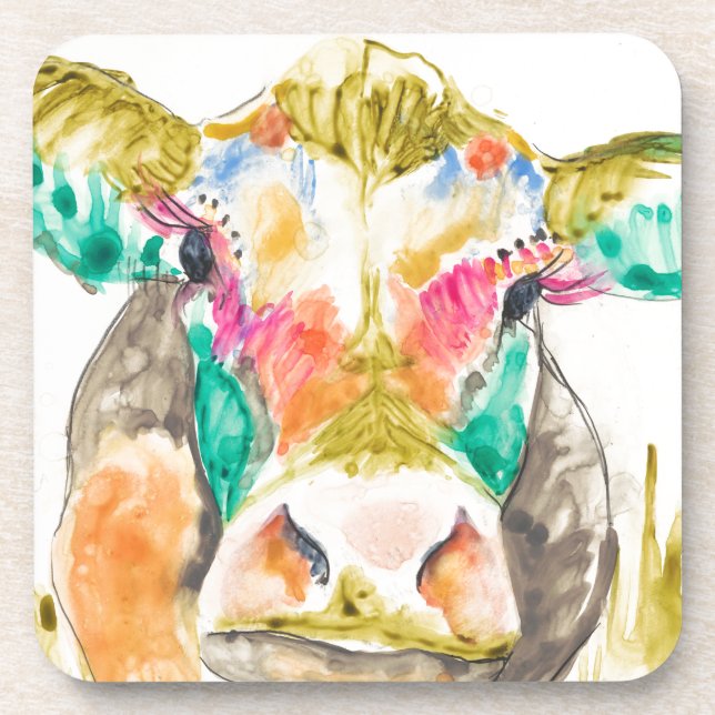 Posavasos Diseño de vacas coloridas (Frente)