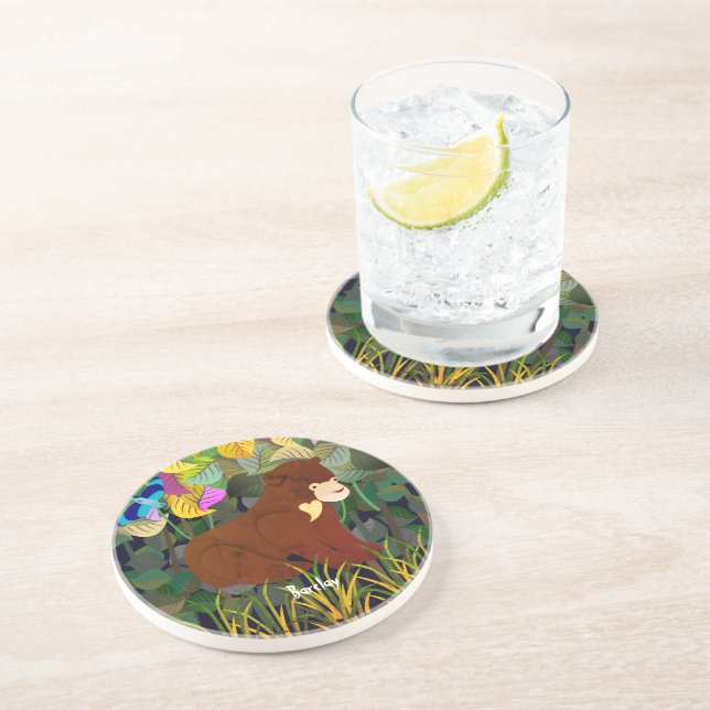 Posavasos Diseño del oso solar de la jungla (Lado)