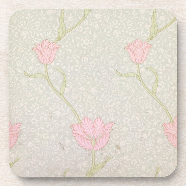 Posavasos "Diseño del papel pintado del tulipán del jardín", (Frente)