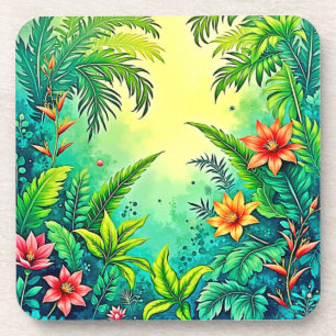 Posavasos Diseño del paraíso exuberante de la jungla tropica
