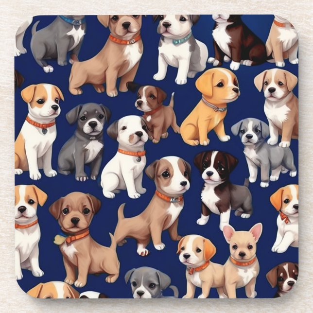 Posavasos Diseño del patrón azul de la Marina de los Perros (Frente)