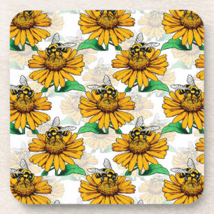 Posavasos Diseño del patrón de flor de girasol