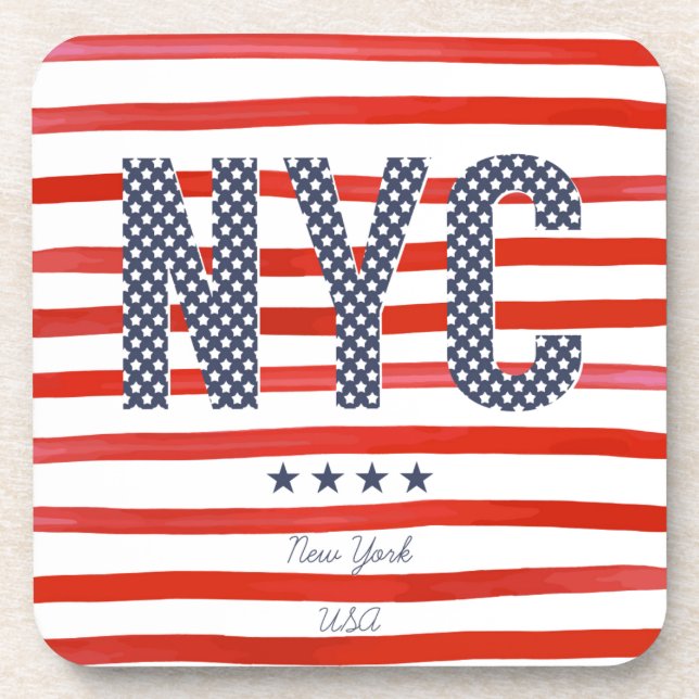 Posavasos Diseño del rojo de NYC el |, blanco y azul (Frente)