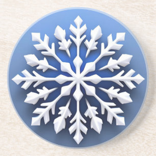 Posavasos Diseño Detallado de Copo de Nieve Blanco