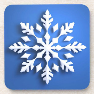 Posavasos Diseño Detallado de Copo de Nieve Blanco