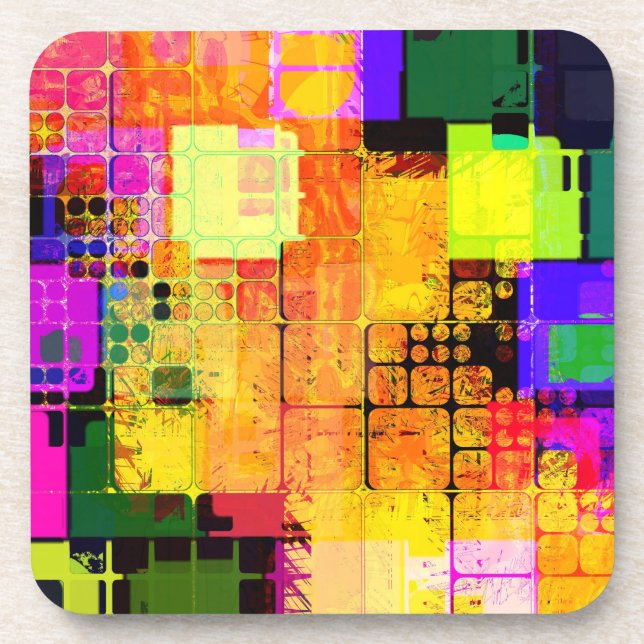 Posavasos Diseño diverso geométrico multicolor (Frente)
