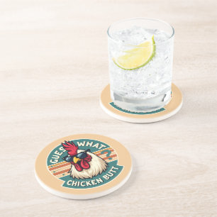 Posavasos Diseño divertido de Chiste retro de pollo trasero