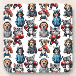 Posavasos Diseño divertido de patrones de perros gatos en bo