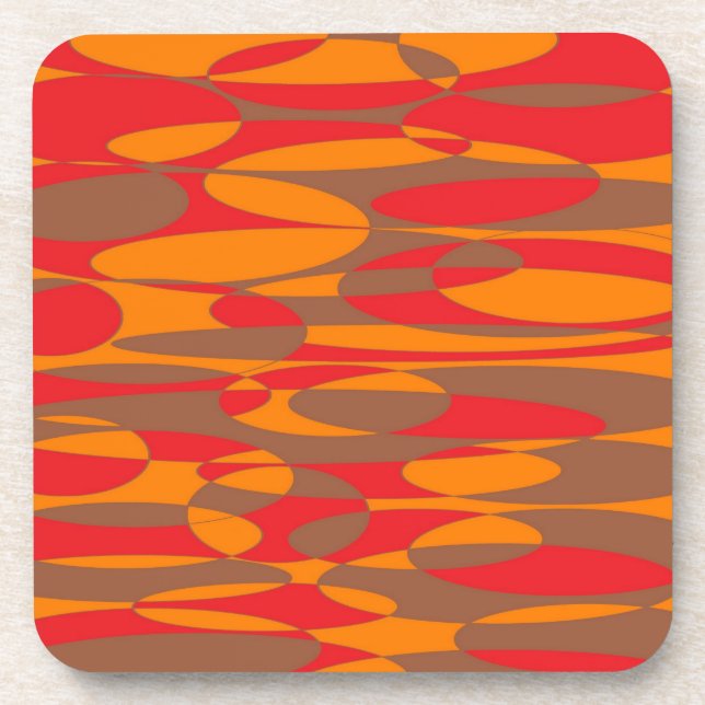 Posavasos diseño elíptico naranja, rojo y marrón (Frente)