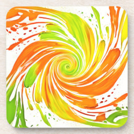 Posavasos Diseño en espiral verde y naranja
