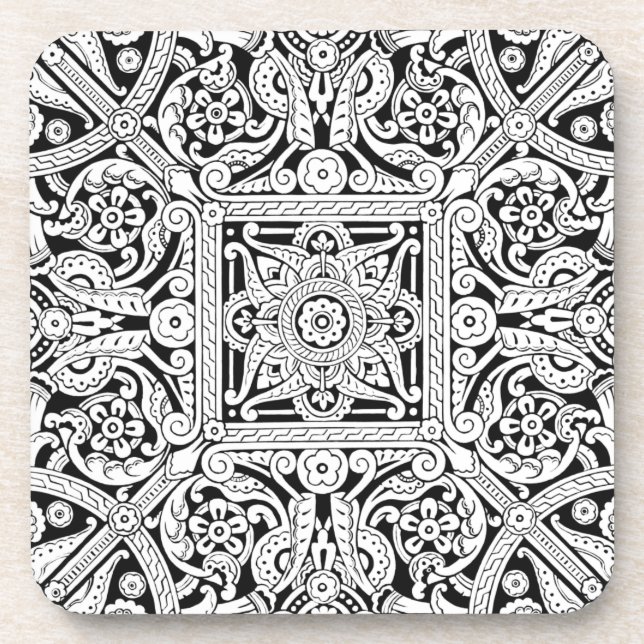 Posavasos Diseño estilizado del panel de techo, 1870 (Frente)