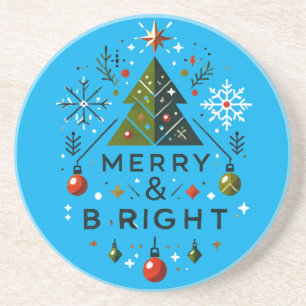 Posavasos Diseño festivo de árbol de navidad brillante y mor