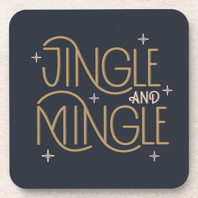 Posavasos Diseño festivo de jingle y mingle (Frente)
