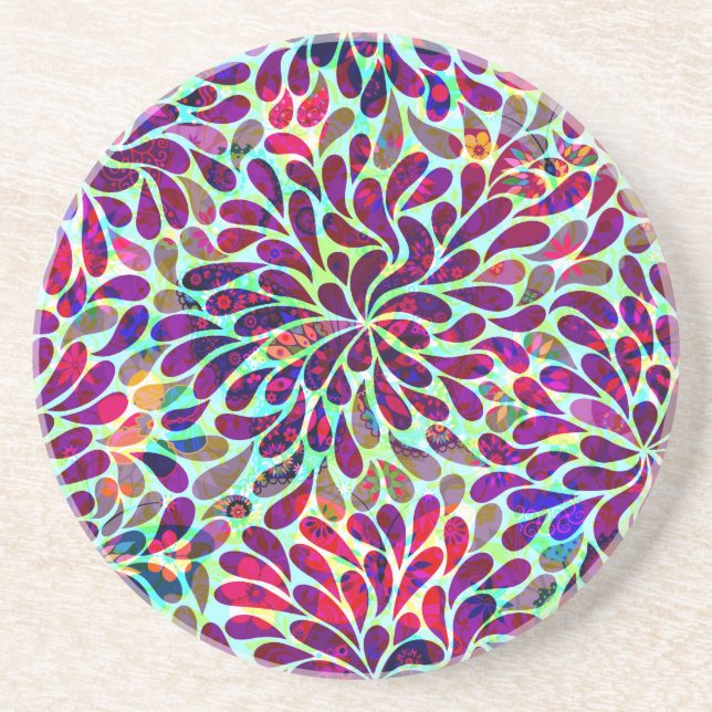Posavasos Diseño floral abstracto colorido (Frente)