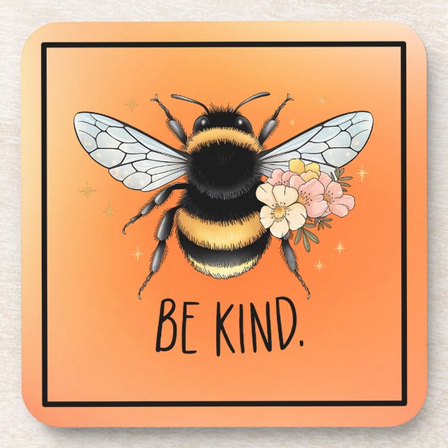 Posavasos Diseño Floral Amable Abeja Lindo Inspirador (Frente)