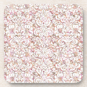 Posavasos Diseño floral blanco y rosa