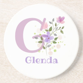 Posavasos Diseño floral con el nombre y la inicial del usuar