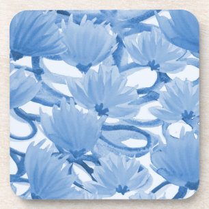 Posavasos Diseño floral de color azul 