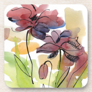 Posavasos Diseño floral del verano con el extracto pintado a