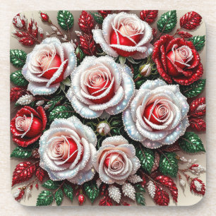 Posavasos Diseño floral intrincado adornado con gemas