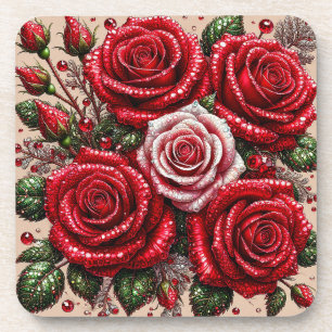 Posavasos Diseño floral intrincado con joyas