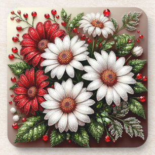 Posavasos Diseño floral intrincado con joyas