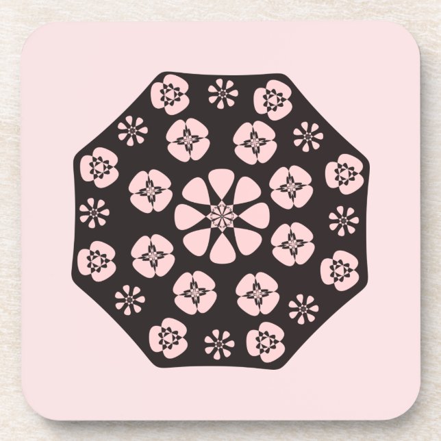 Posavasos Diseño floral negro/rosa (Frente)