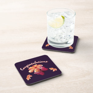 Posavasos Diseño floral personalizado y Patrón de Mariposa
