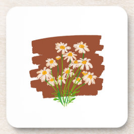 Posavasos Diseño floral rústico sobre fondo marrón