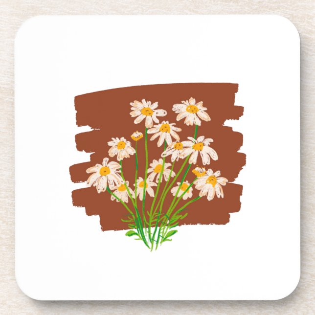 Posavasos Diseño floral rústico sobre fondo marrón (Frente)