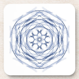 Posavasos Diseño fractal redondo azul